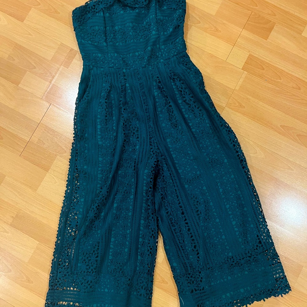 Greylin Lace Pattern Strapless Jumpsuit